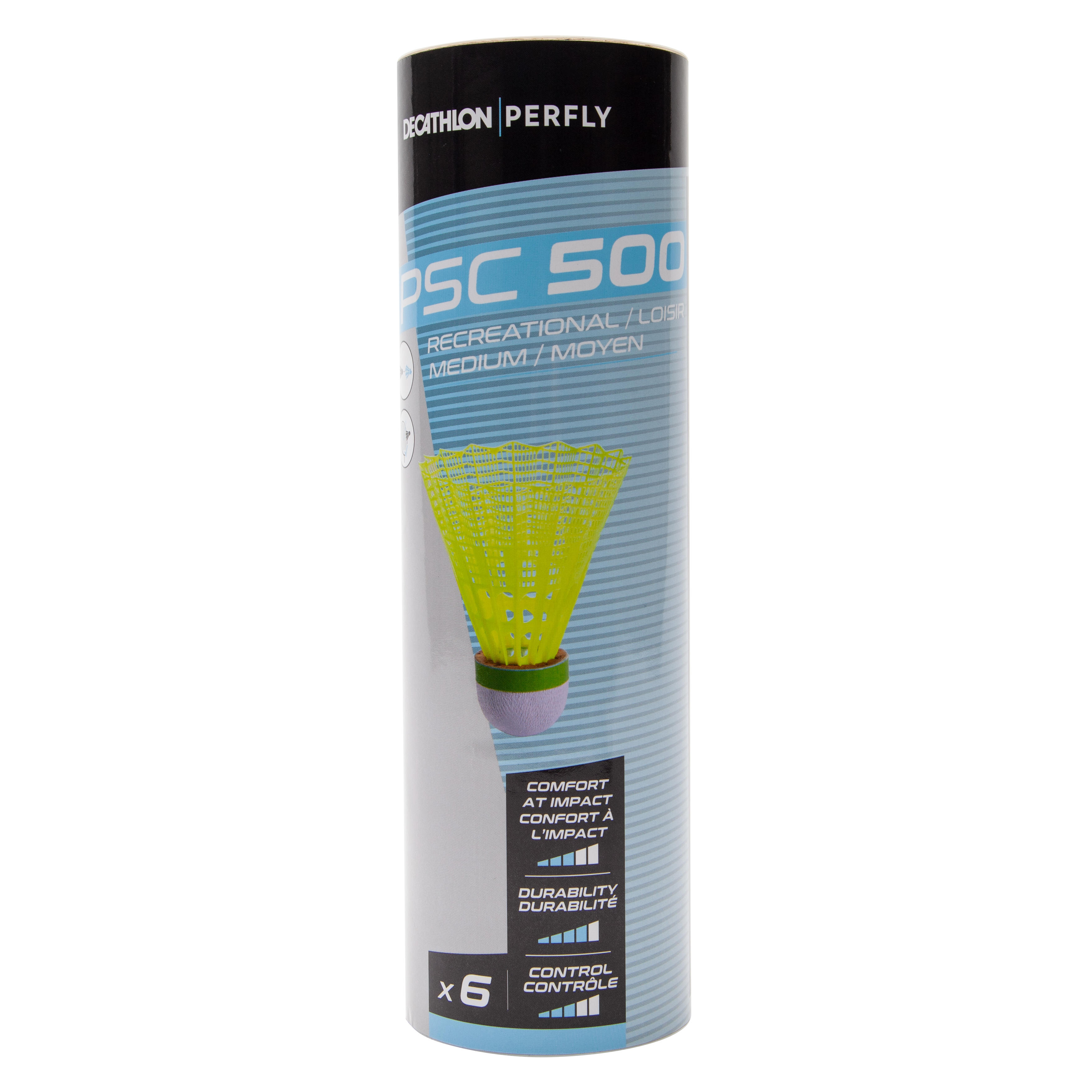 Decathlon Badminton Plastic Shuttlecock Perfly Psc500 Medium X 6 - Yellow Perfly
