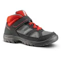 Decathlon Kids High Top Hiking Shoes Mh 100 Mid Kid 24 To 34 - Grey/Red Quechua
