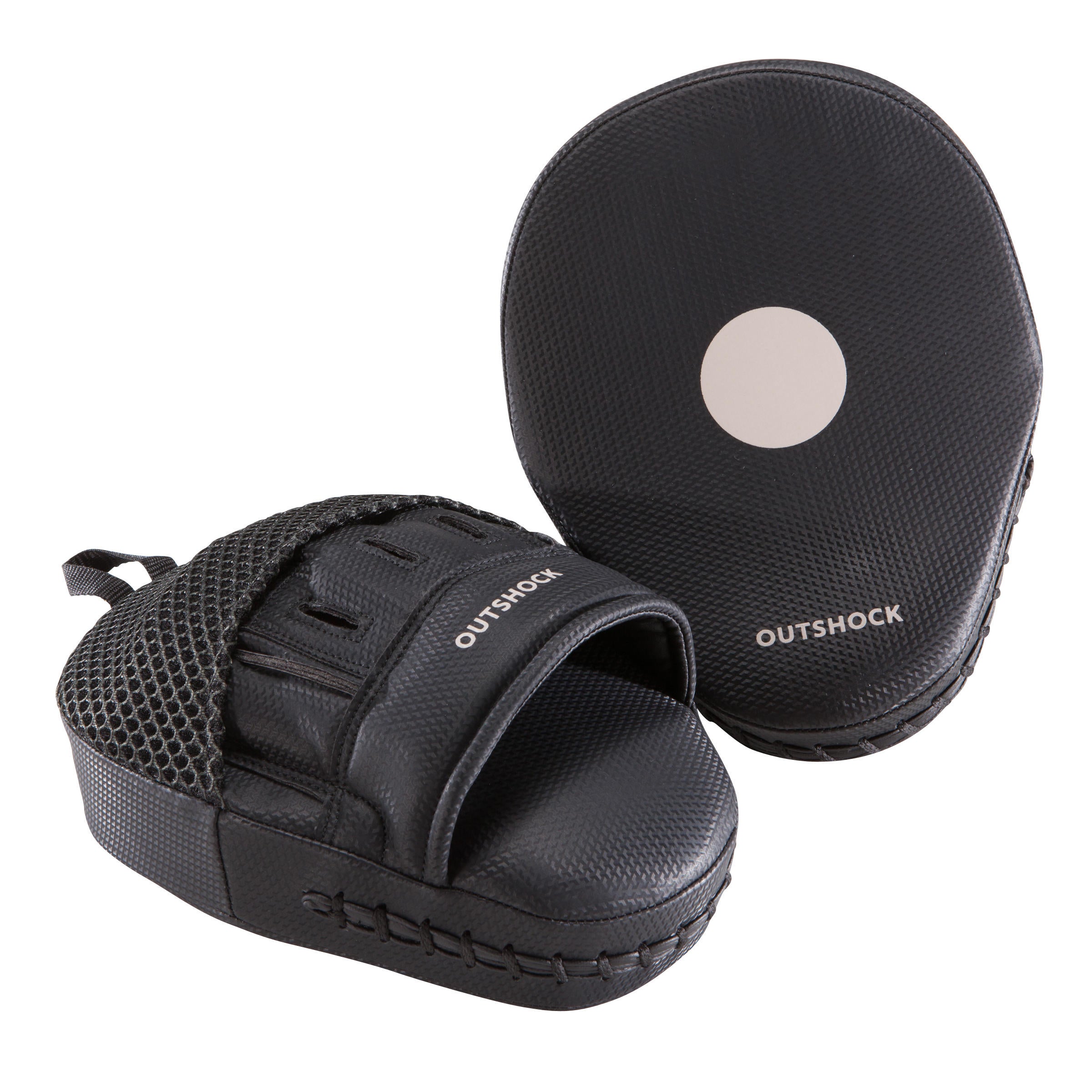 Decathlon 100 Curved Boxing Punch Mitts - Black Outshock