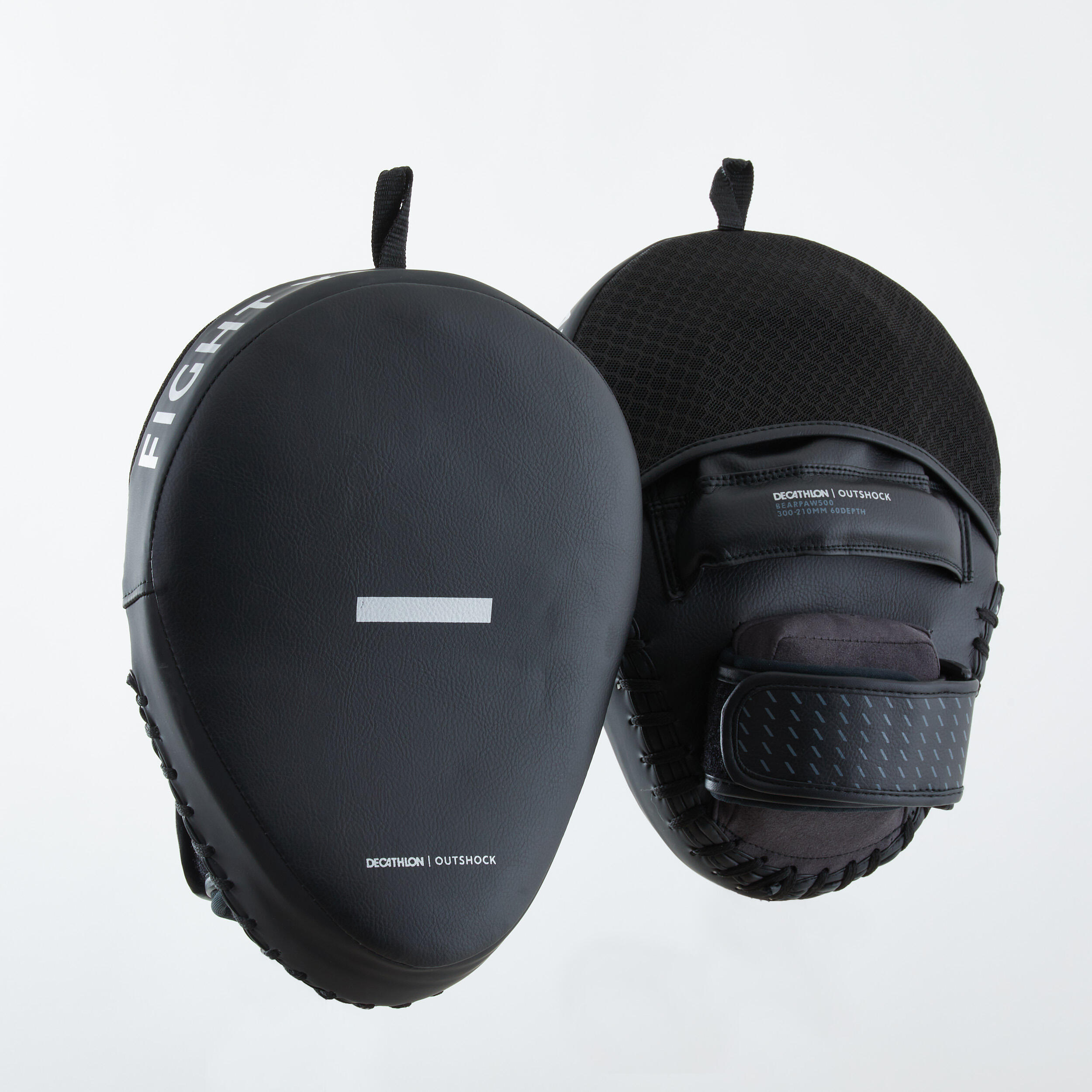 Decathlon 500 Curved Punch Mitts With Fastener Strap - Black Outshock