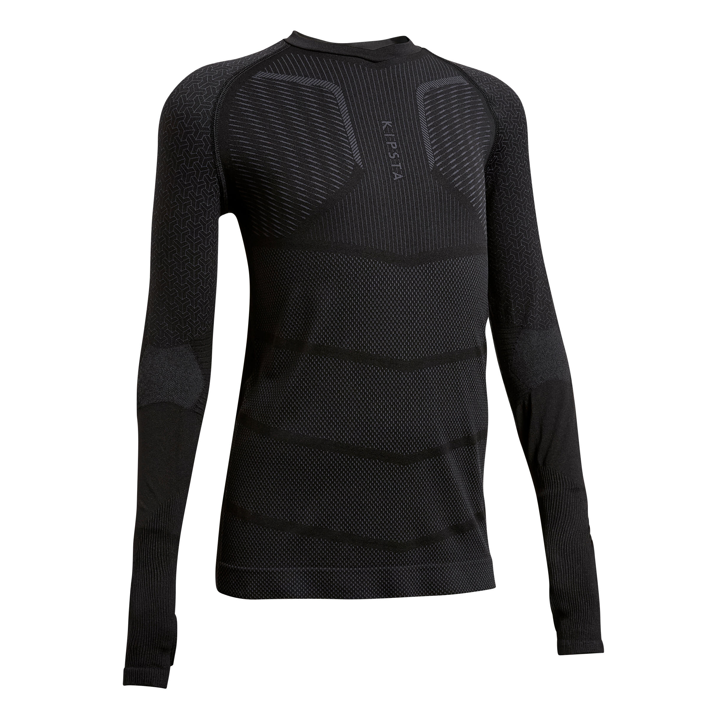 Decathlon Kids Football Long Sleeve Base Layer Kipsta Keepdry 500 - Black Kipsta