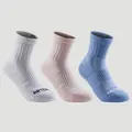 Decathlon Kids Mid-Cut Sport Socks Artengo Rs500 Tri-Pack - Pink/White/Blue Artengo
