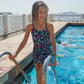 Decathlon Girls Swimming One-Piece Swimsuit Nabaiji Lila Skirt - Navy Blue Nabaiji