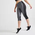 Decathlon Women Fitness High-Waisted Cropped Leggings Domyos 120 - Grey Print Domyos