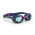 Decathlon Adult Swimming Goggles Clear Lenses Nabaiji Xbase 100 L - Blue Navy/Pink Nabaiji
