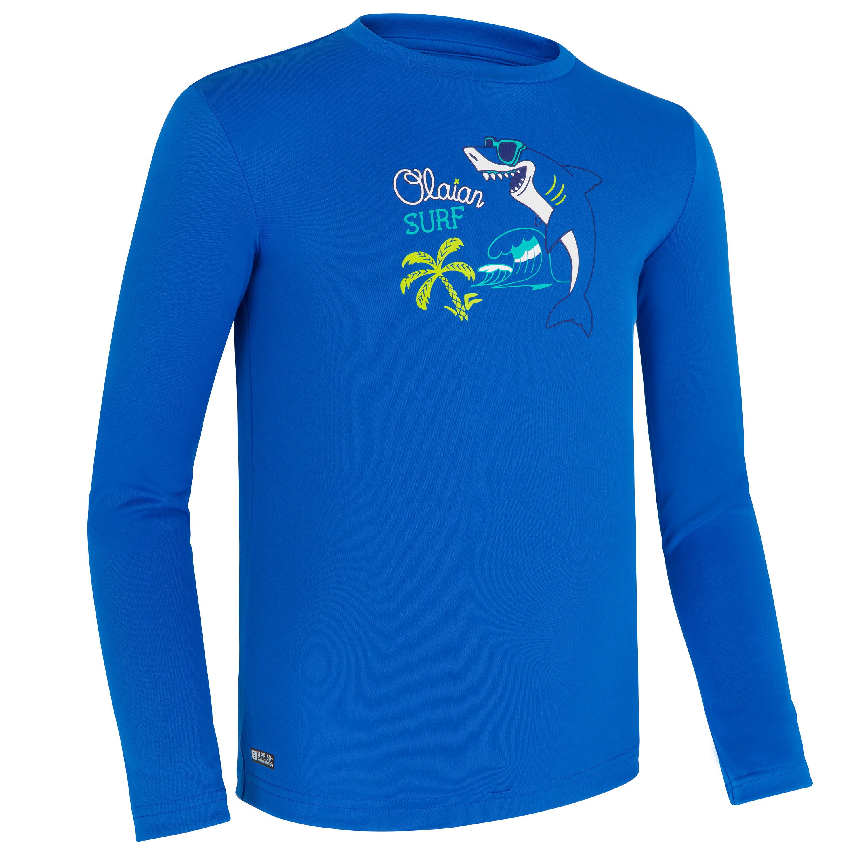 Decathlon Kids’ Surfing Anti-Uv Long-Sleeved Printed Water T-Shirt - Blue Olaian