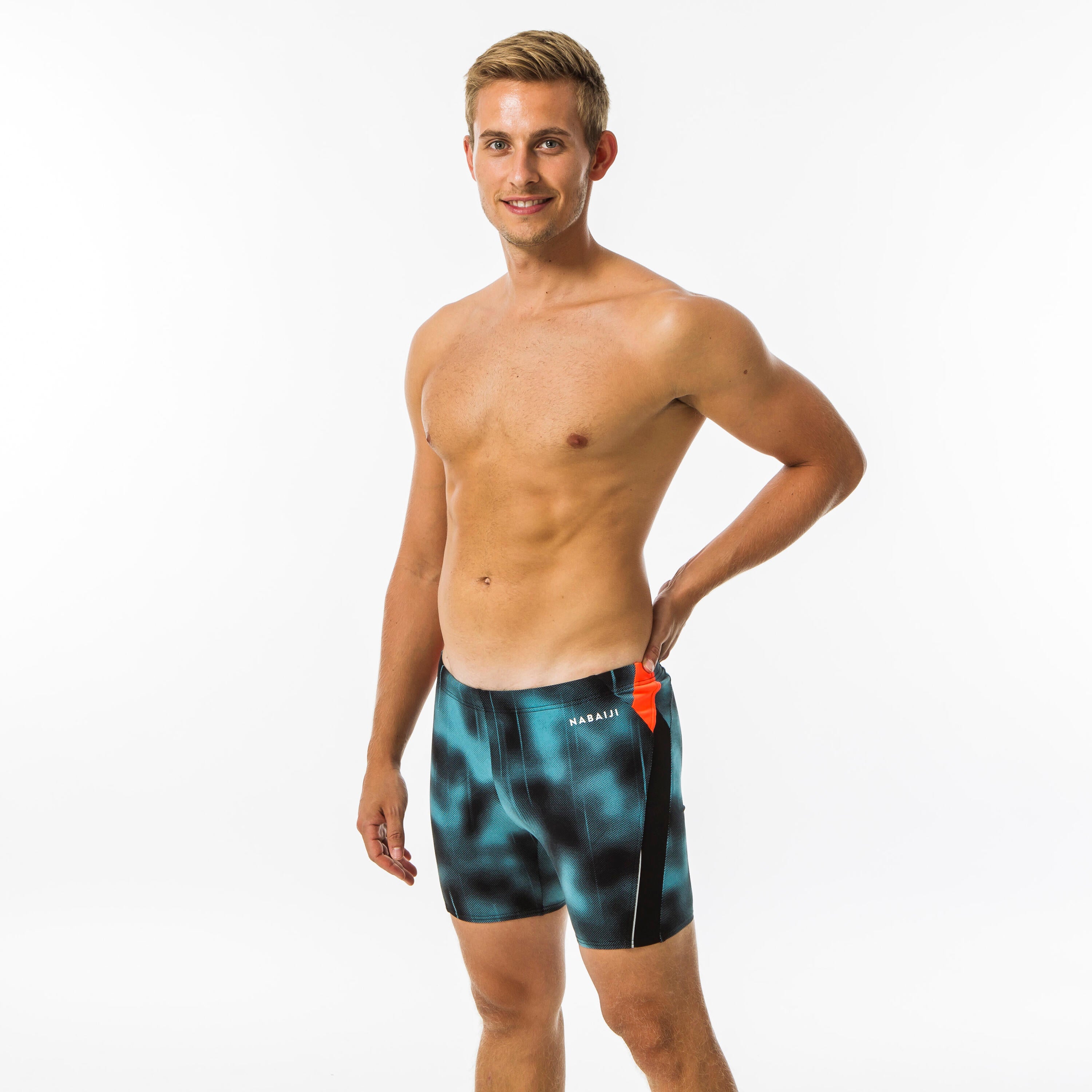 Decathlon Men Swimming Shorts Nabaiji Mid Jammer 500 - Turquoise/Black Nabaiji
