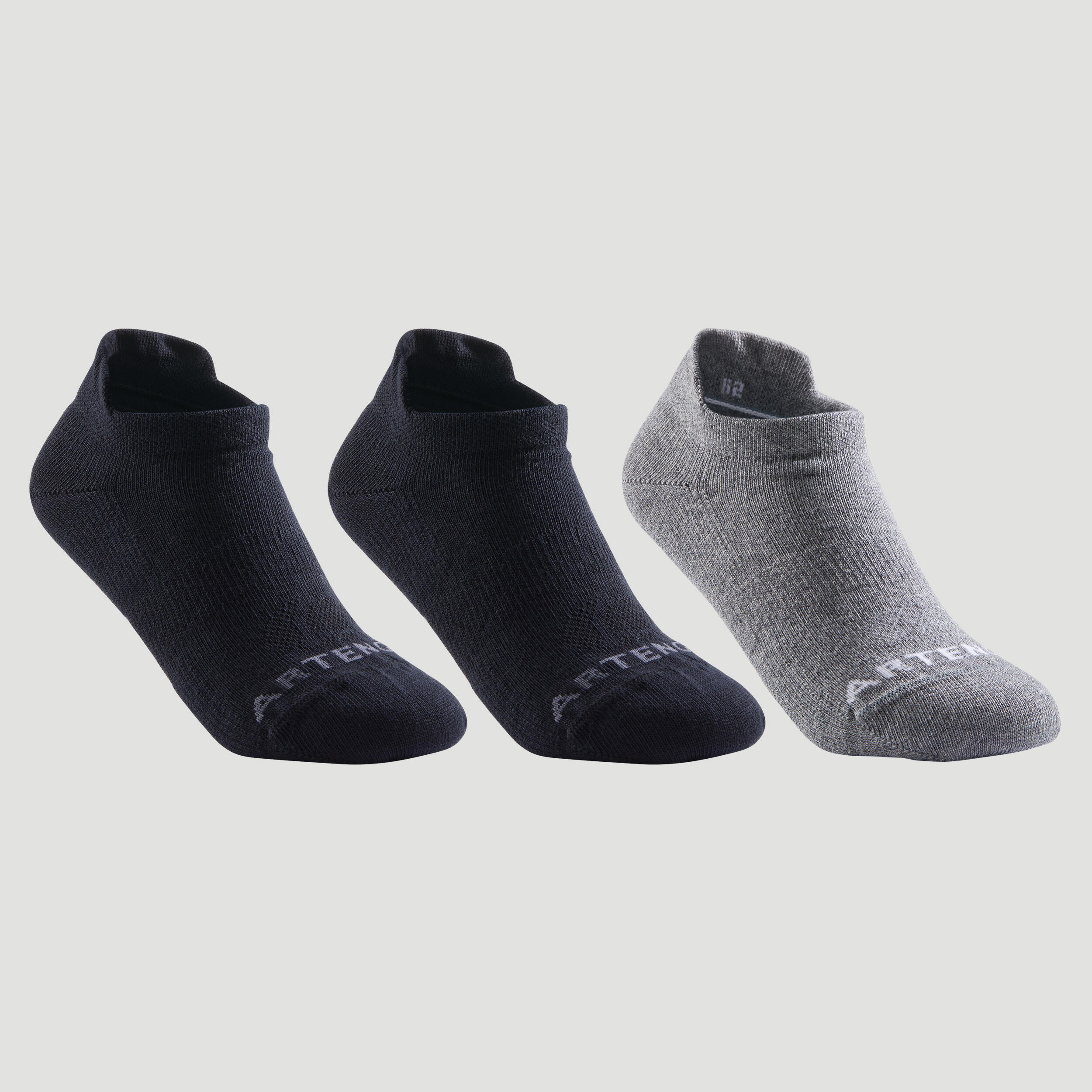 Decathlon Kids Low-Cut Sport Socks Artengo Rs160 Tri-Pack - Black/Grey Artengo