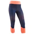 Decathlon Girls' Breathable Synthetic Cropped Gym Bottoms S500 - Printed Navy/Coral Domyos