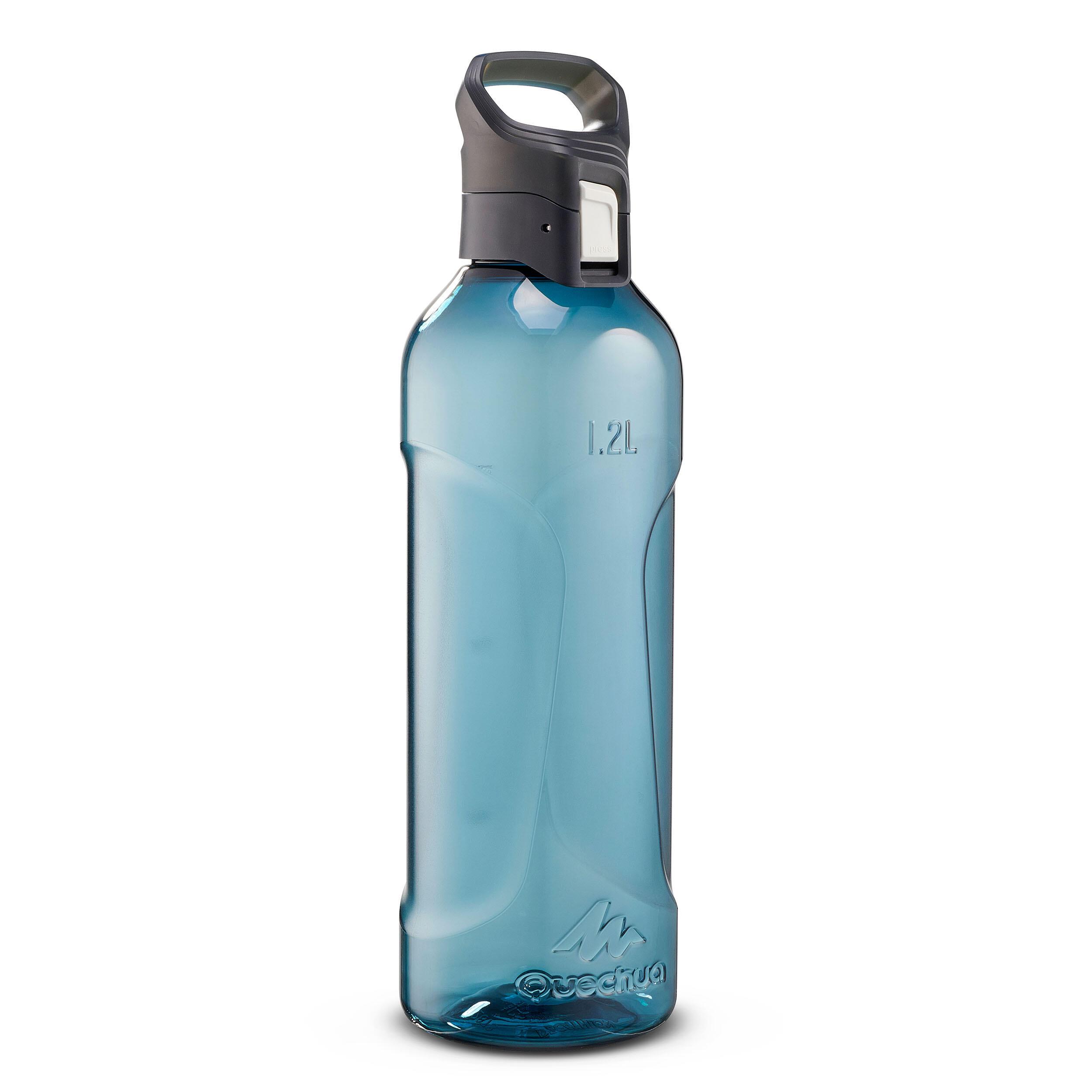 Decathlon Plastic (Tritan) Hiking Flask With Quick Opening Cap Mh500 1.2 Litre Blue Quechua