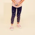 Decathlon Kids' Basic Cotton Leggings - Blue/Pink With Motifs Domyos