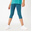 Decathlon Girls' Cotton Cropped Leggings 320 - Green Print Domyos