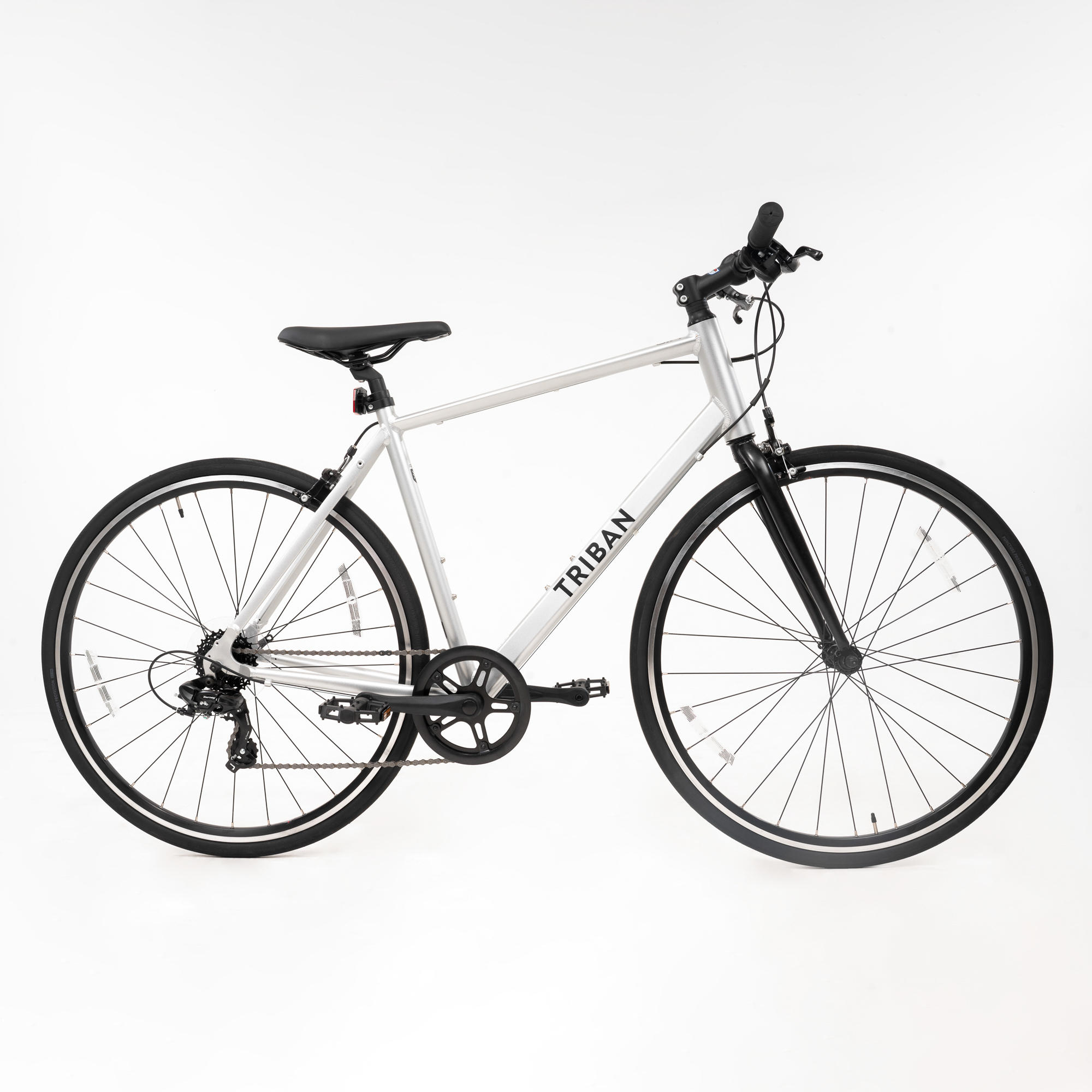 Decathlon Triban Rc 100 Flat Bar Road Bike 6 Speed - Silver Triban