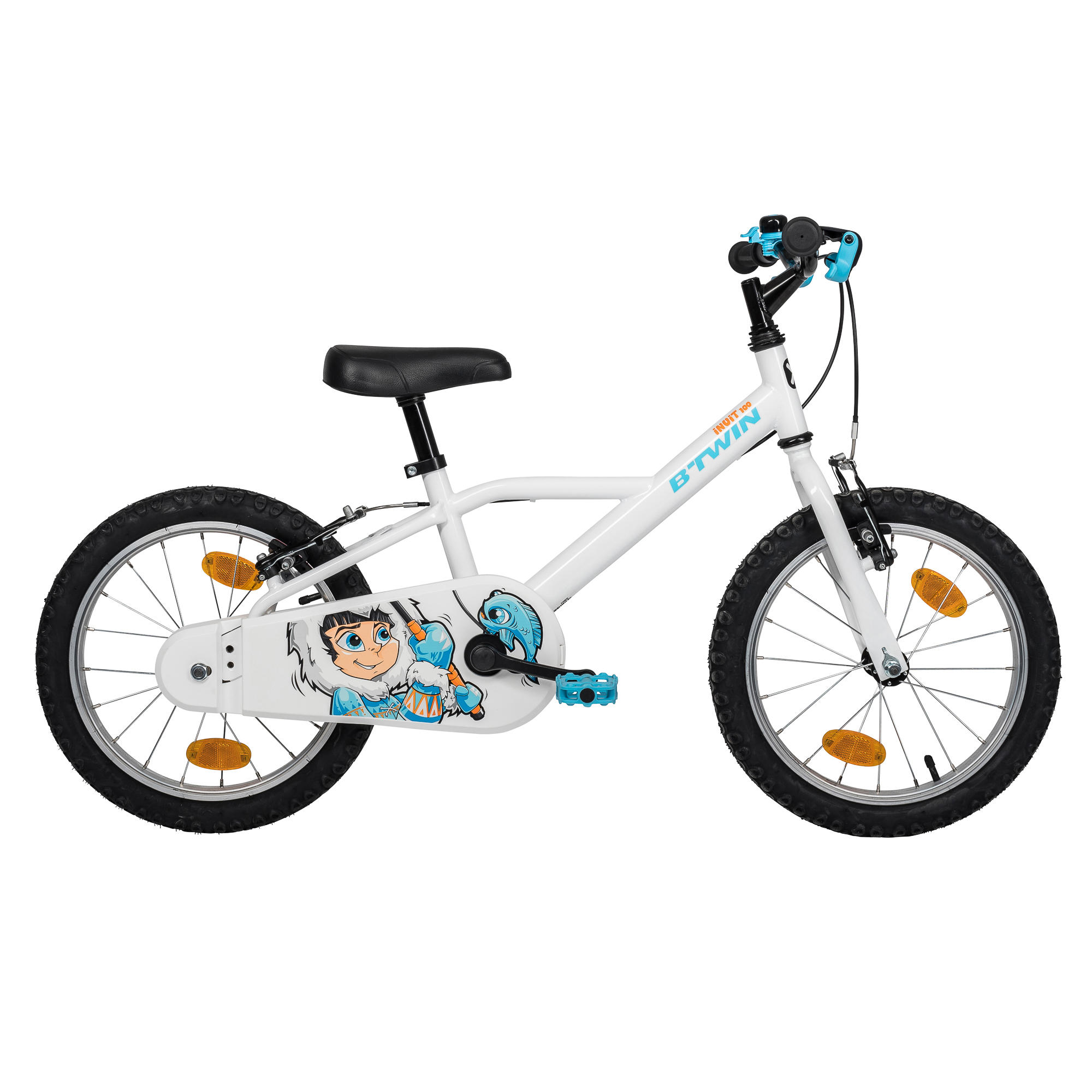 Decathlon Unisex Kids Bike Btwin 16 Inch Inuit 100 4-6 Years - White Blue Btwin