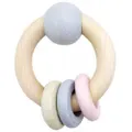 Hess-Spielzeug - Rattle Round With Ball & 3 Rings Natural Pink