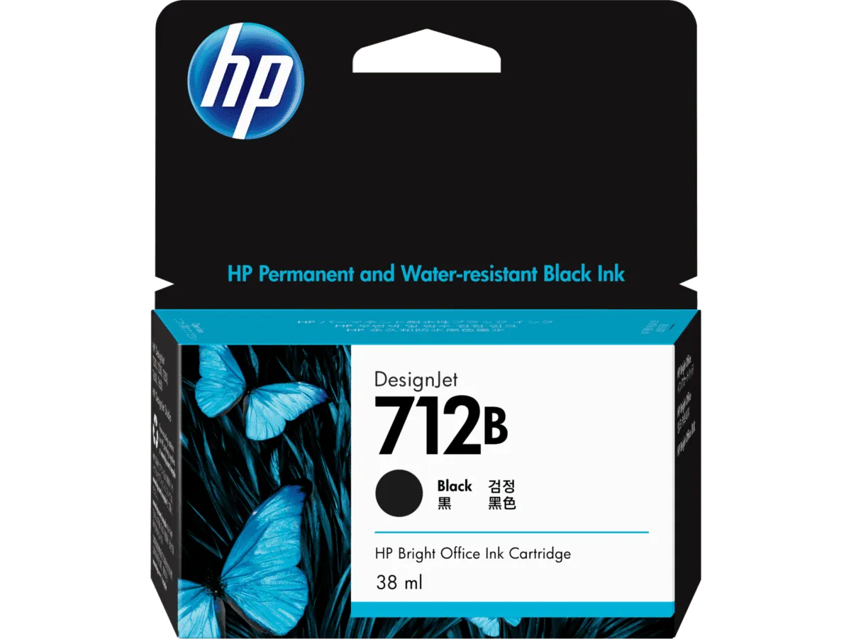 HP 712B 38-ml Black DesignJet Ink Cartridge
