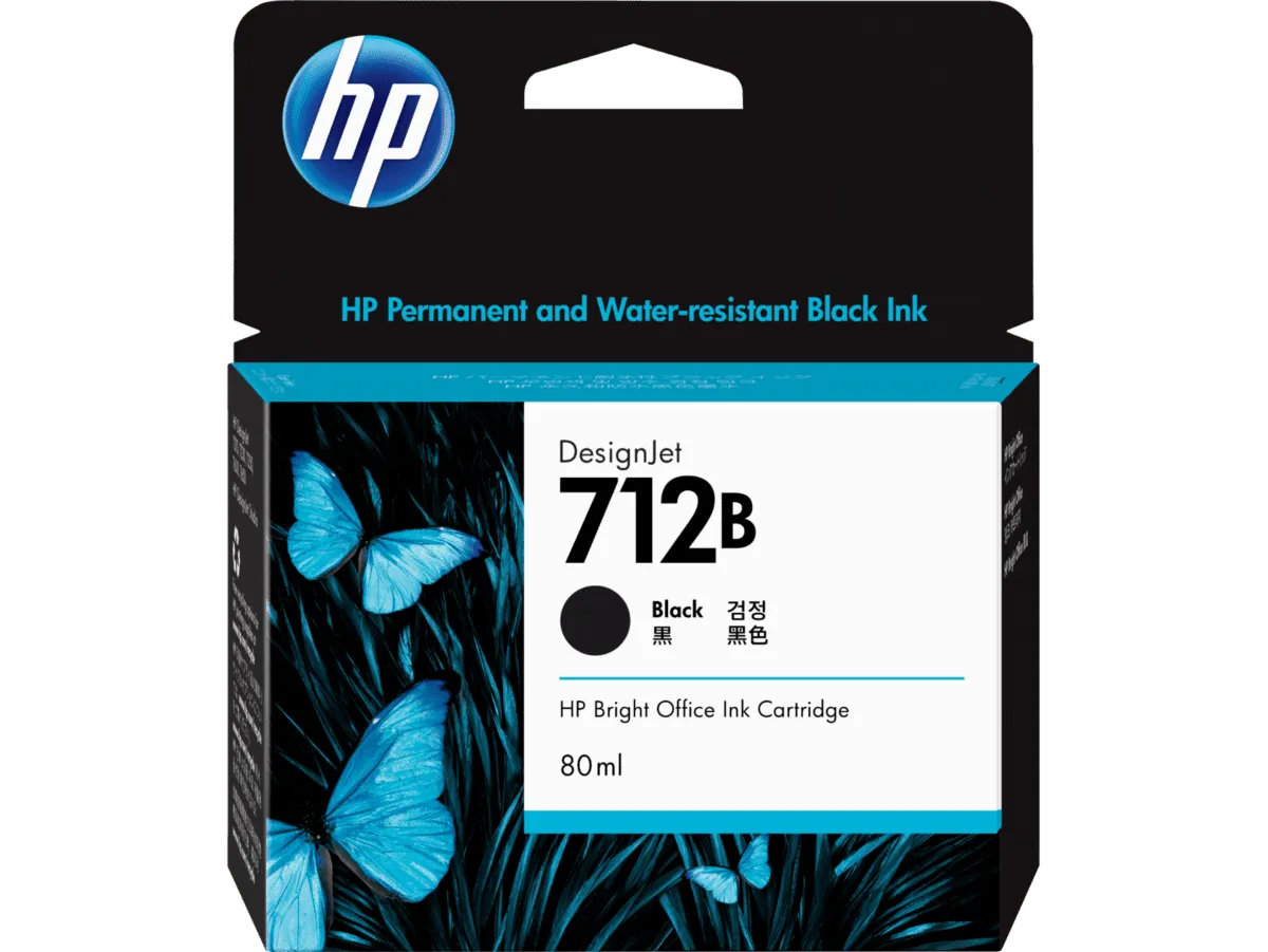 HP 712B 80-ml Black DesignJet Ink Cartridge