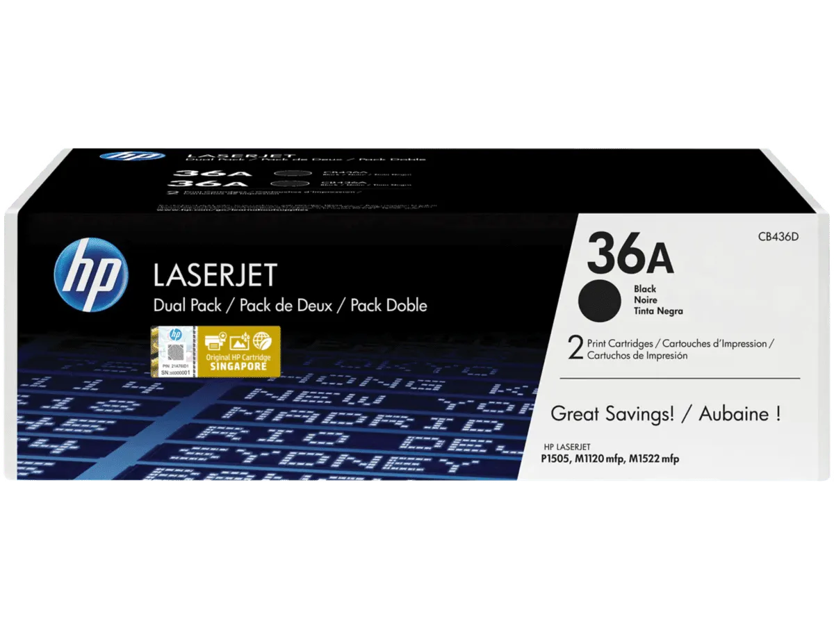 HP 36A 2-pack Black Original LaserJet Toner Cartridges