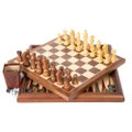 Italfama Walnut Wood Chessboard/Backgammon Set w/Chess Men