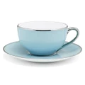 Limoges Legle Pastel Blue Teacup & Saucer Plat Rim