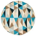 Tapete Rug Turquoise Wool Geometric Round Rug 150x150cm