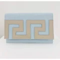 Iosifina Ikarus Clutch With Leather Meander & Double Strap/ Light Blue