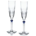 Baccarat Harcourt Eve Champagne Flute Clear and Blue Set 2pce