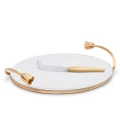L'Objet Deco Leaves Marble/Gold Plated Cheese Set 2pce