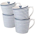 Laura Ashley Blueprint Candy Stripe Porcelain Mug Set 4pce