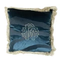 Roberto Cavalli Macro Zebrage Monogram Cushion Blue 40x40cm