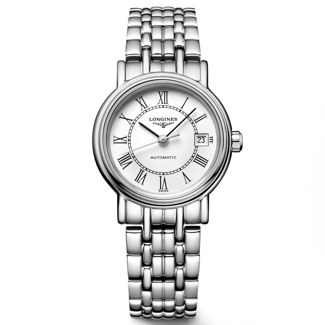Longines Présence White Automatic 12 Roman Watch 25.5mm