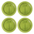 A.Trends Palm Tree Glass Plate Set Green 18cm 4pce