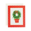 Caspari Ivy Wreath Topiary Christmas Card Box 16pce