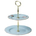 Royal Albert Polka Blue Double Tiered Cake Stand