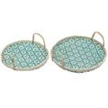 Ladelle Bamboo Woven Tray Set Blue/Teal 2pce