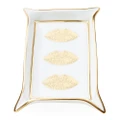 Jonathan Adler Lips Valet Tray White & Gold Porcelain