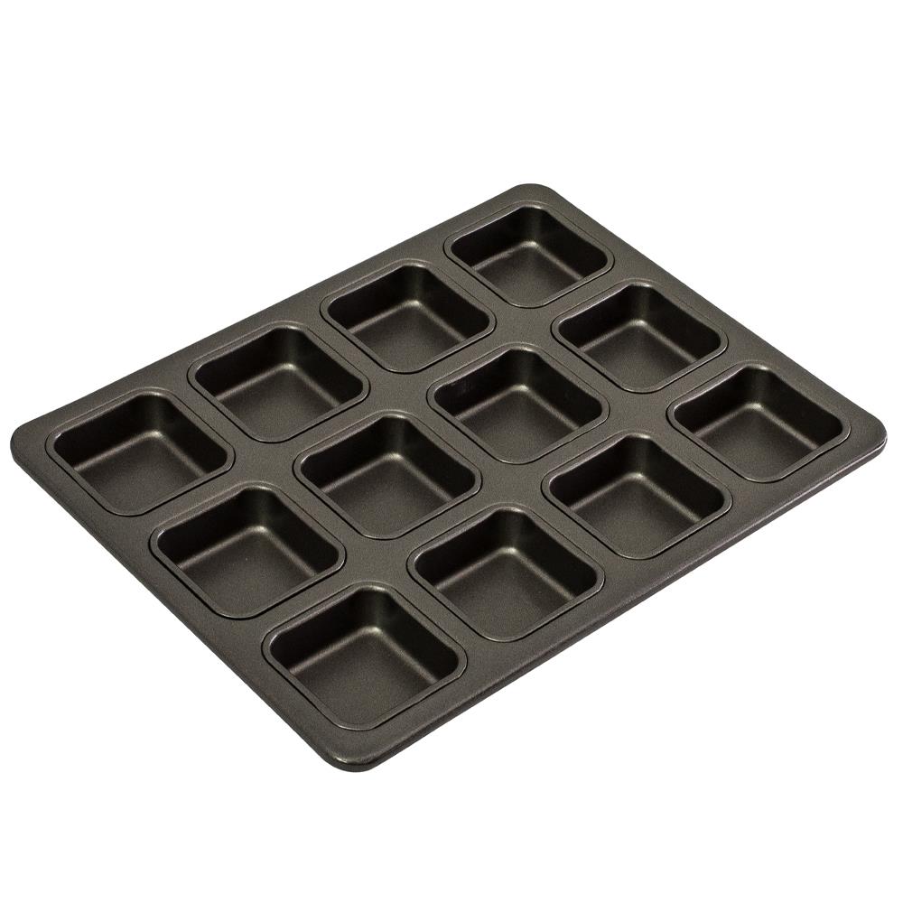 Bakemaster Individual Square Pan w/12 Cups 34x26cm