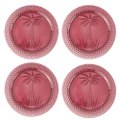 A.Trends Palm Tree Glass Plate Set Pink 18cm 4pce