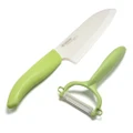 Kyocera Ceramic Santoku Knife & Peeler Lime Green Set 2p