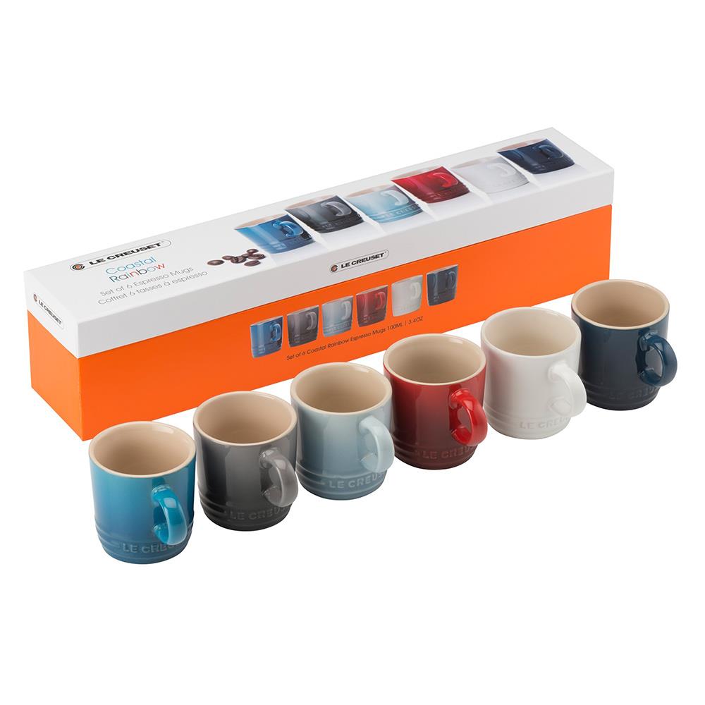 Le Creuset Espresso Mug Coastal Rainbow Set 6pce