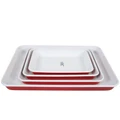 Falcon Enamel Baking Tray Deluxe Red & White Set 4pce