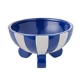 Amalfi Stripe Footed Decorative Bowl Blue & White