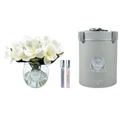 Cote Noire Luxury Ivory Magnolia Bouquet In Elegant Round Vase w/Silver Crest