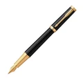 Parker Ingenuity Black Lacquer w/Gold Trim Fountain Pen Fine Nib