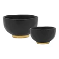 Ecology Speckle Footed Bowl Set Ebony/Gold 2pce