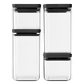 Brabantia Stackable Square Canister Dark Grey Set 4pce