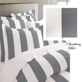 Rans Oxford Stripe King Quilt Cover Charcoal Set 3pce