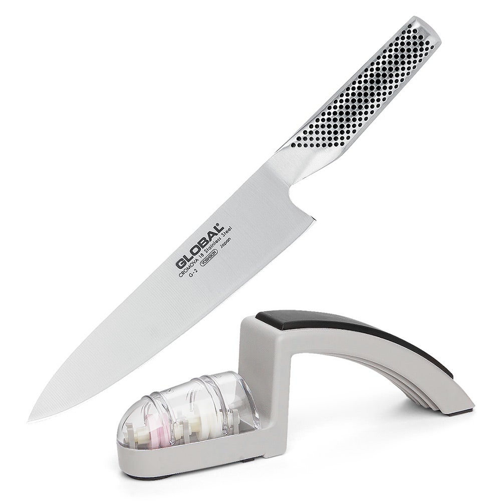 Global Cook's Knife and Sharpener Set A