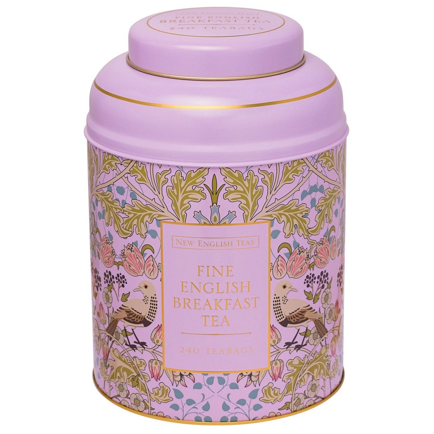 New English Teas Limited Song Thrush Deluxe Tea Caddy w/240 English Tea Bags Pink 480g