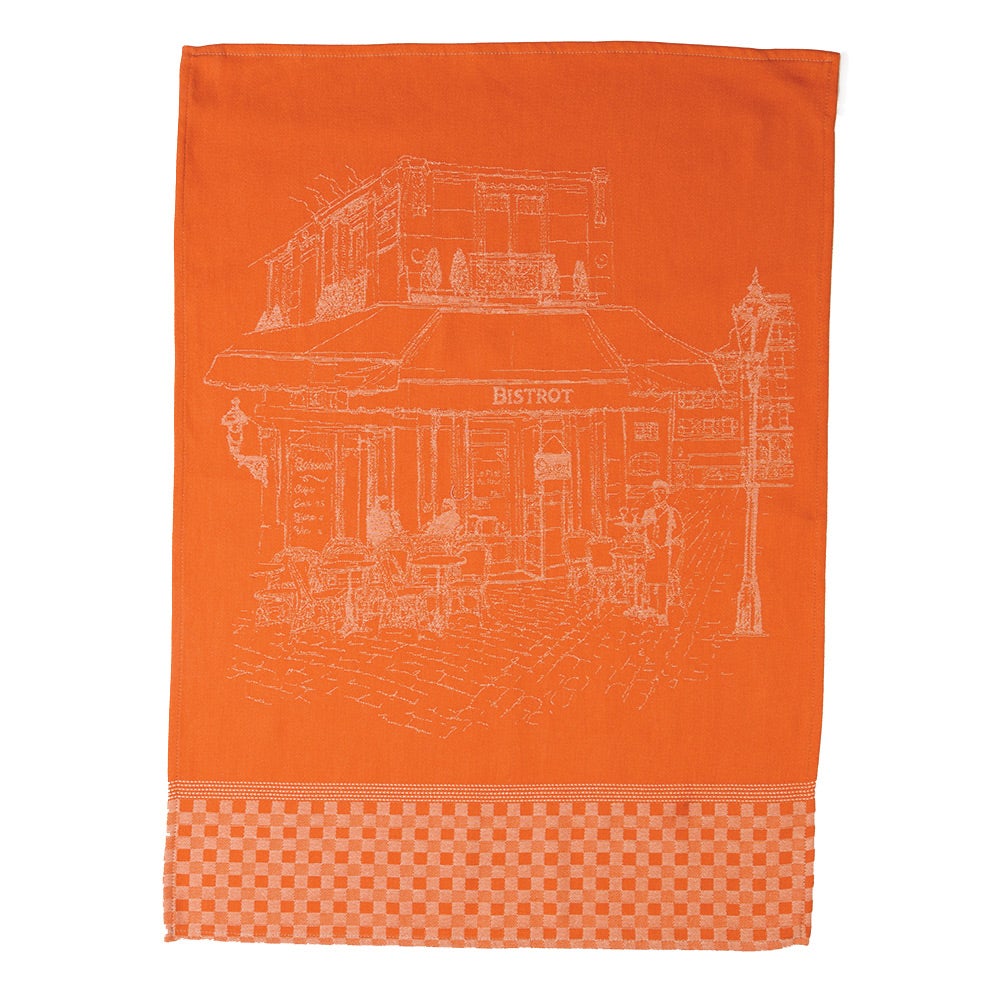L'Ensoleillade Tea Towel Bistrot Orange & White